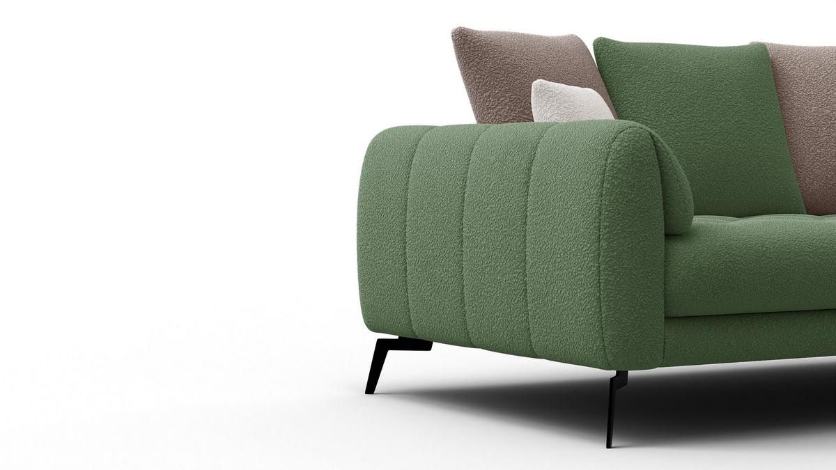 SOFA CALME 2,5-Sitzer, olive und beige - Schwarz/Olivgrün, Holz/Textil (199/92/108cm) - Wozimo