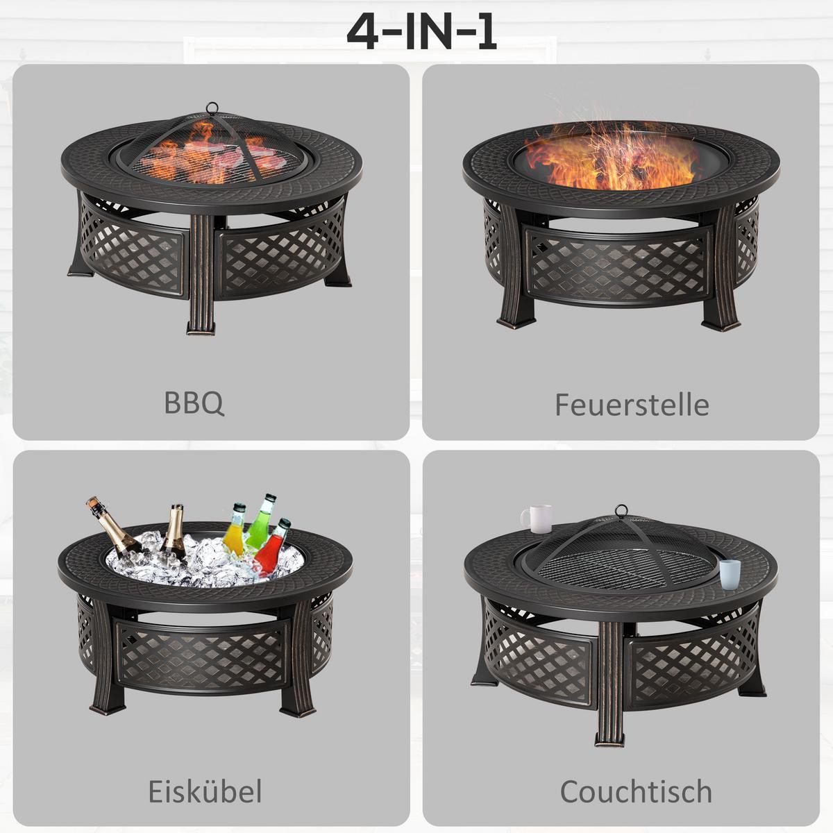 FEUERSCHALE, Stahl, Polyester, Schwarz - Schwarz, Metall (81/50/81cm) - Outsunny