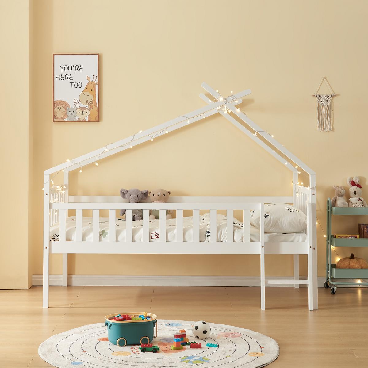 KINDERBETT Sotkamo - Weiß, Holz (90/200cm) - [en.casa]