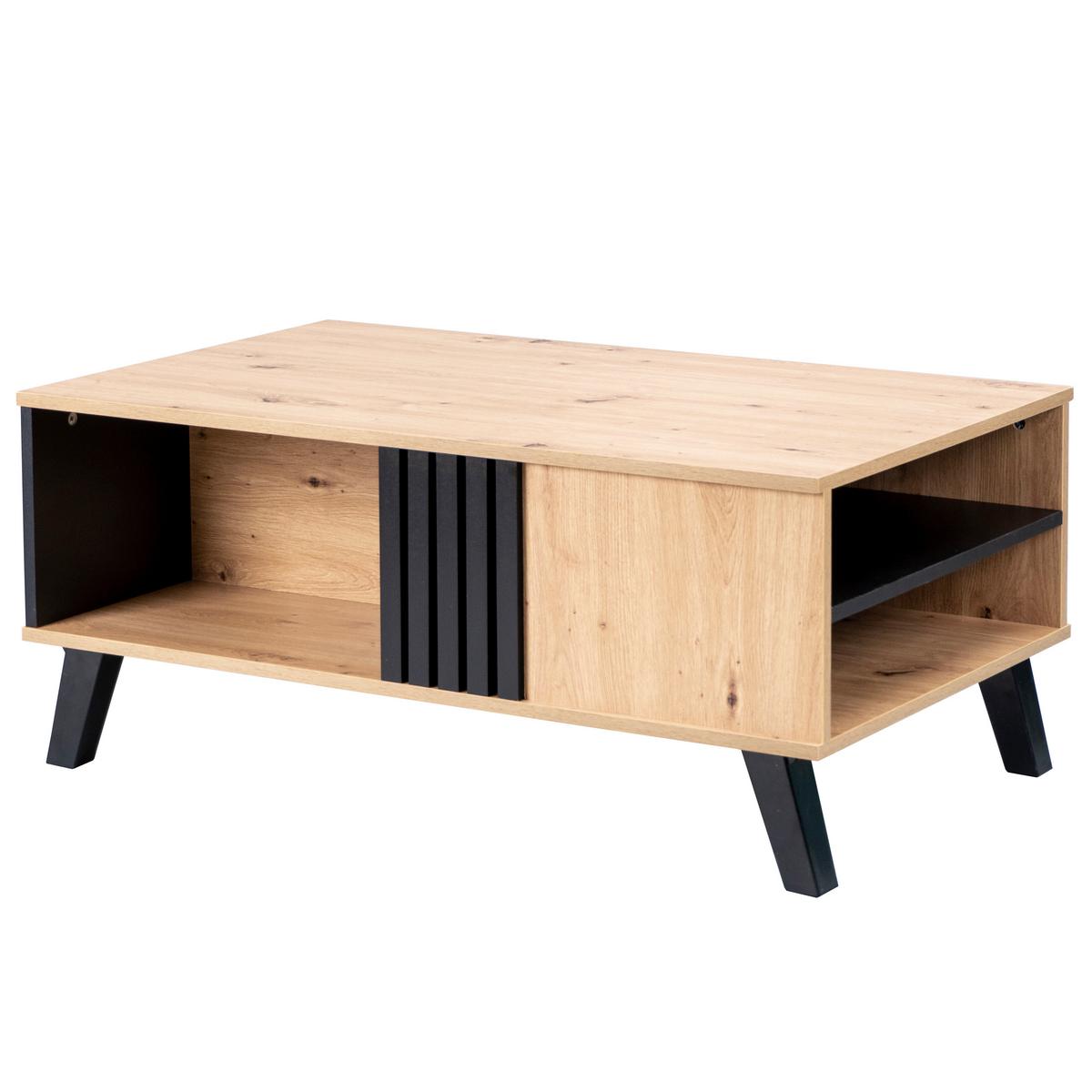 COUCHTISCH Holz- und Schwarzeffekt 100/60/43 cm - Weiß, Holzwerkstoff (100/60/43cm) - Urban Meuble