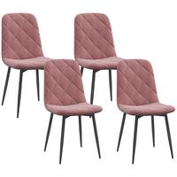 ESSZIMMERSTÜHLE 4er Set Küchenstuhl mit Rückenlehne, Samtoptik, Sessel Rosa - Rosa, Kunststoff (54/87/45cm) - HOMCOM