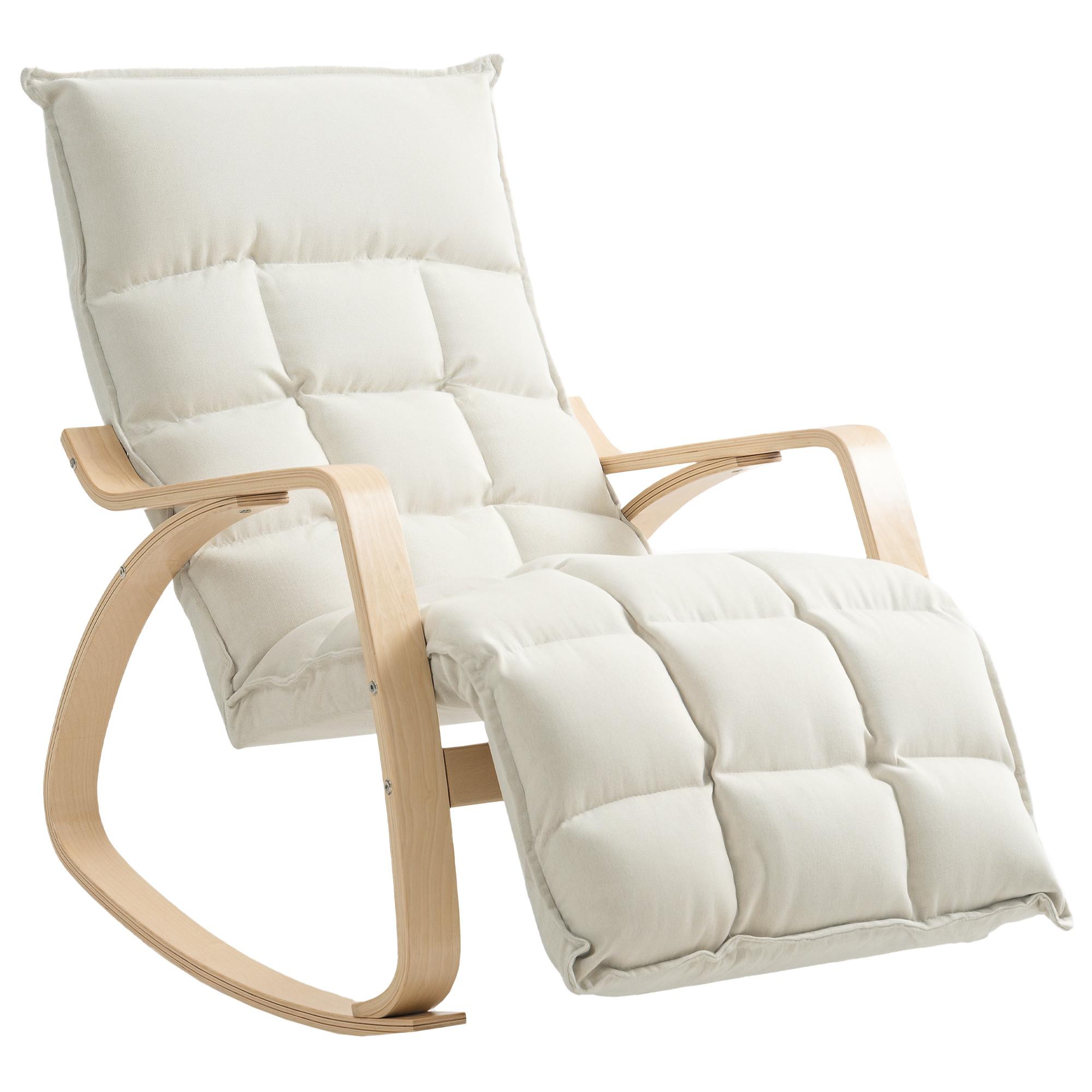 SCHAUKELSTUHL Schaukelsessel mit Rückenlehne, Fußstütze für Wohnzimmer Cremeweiß - Weiß, Kunststoff (67/92/106cm) - HOMCOM