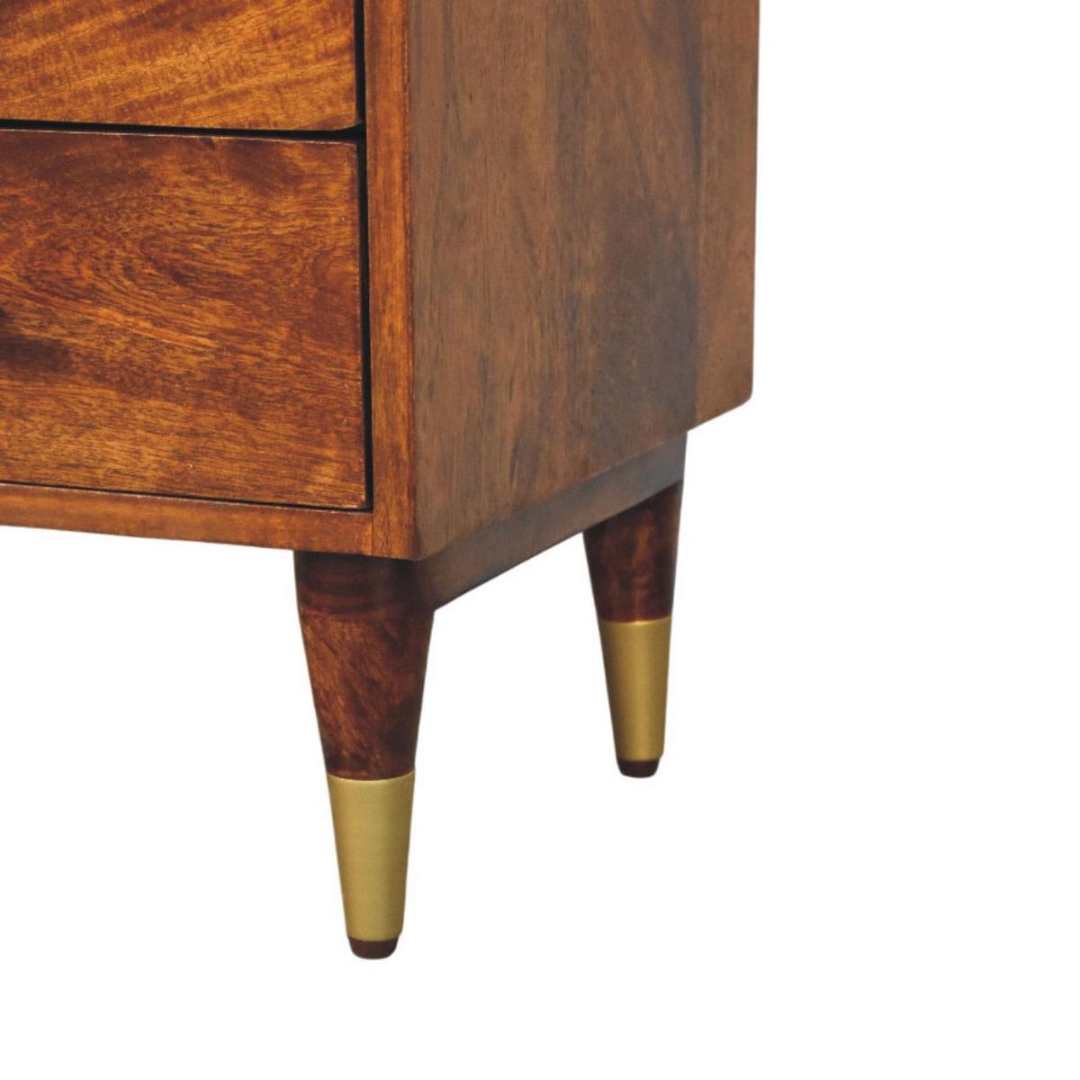 NACHTTISCH mit Kastanien-Finish, 2 Schubladen, 1 offene Ablage, braun - Braun, Holz/Metall (45/60/35cm) - Artisan Furniture