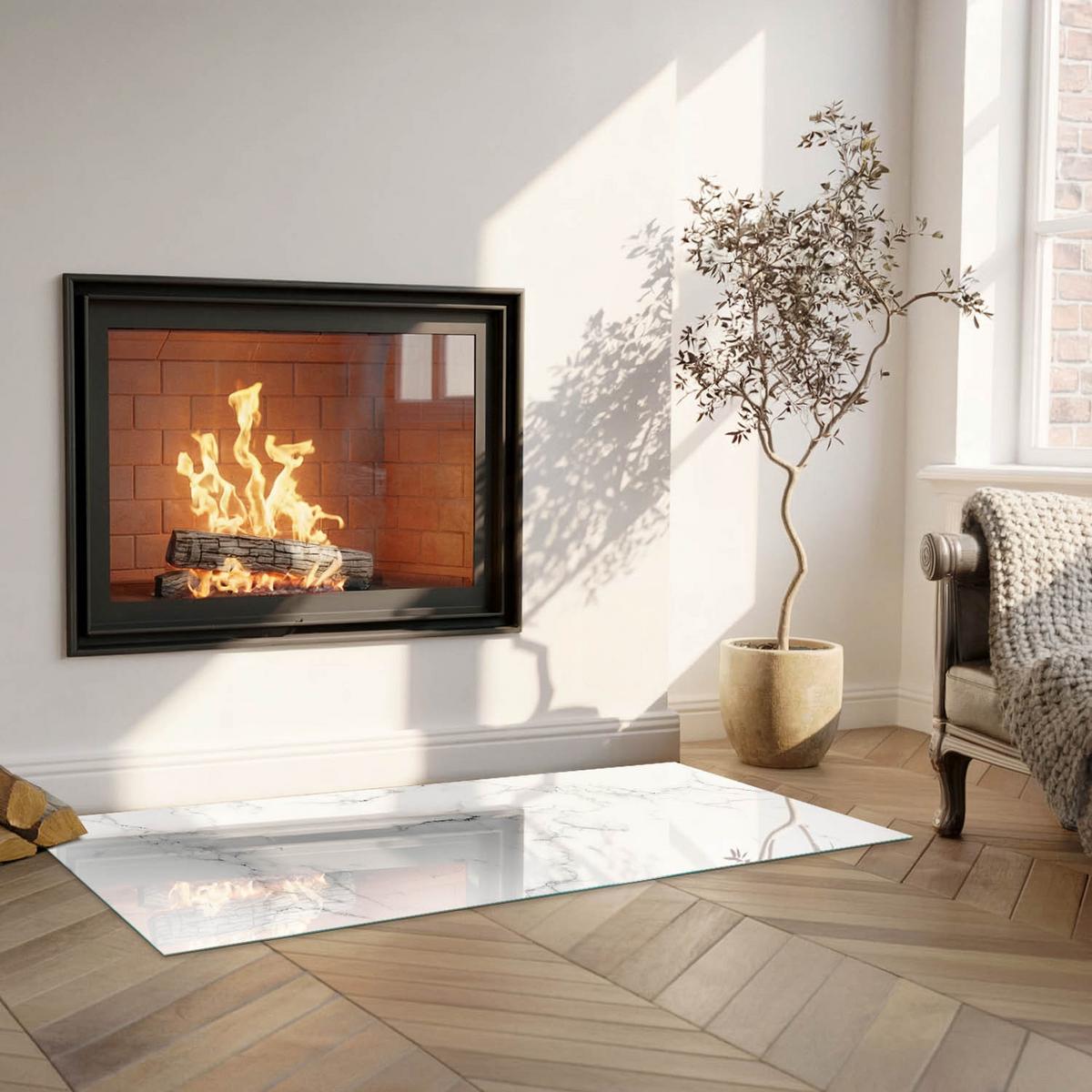 GLASPLATTE für Kamin 125x50 cm - Weiß, Glas (125/50/0.4cm) - TULUP