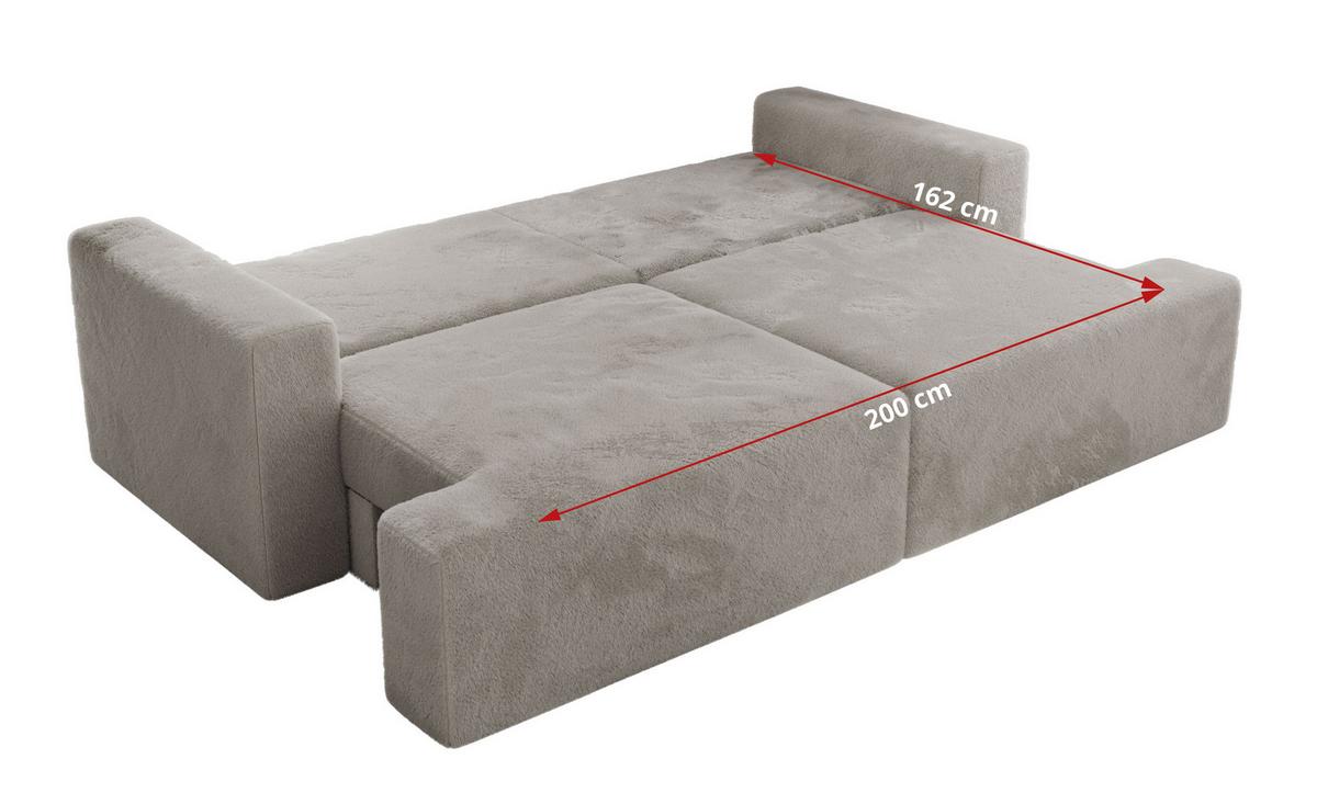 4-SITZER SOFA VIRELLA Hellgrau Plüsch - Hellgrau/Schwarz, Textil (240/88/115cm) - MKS