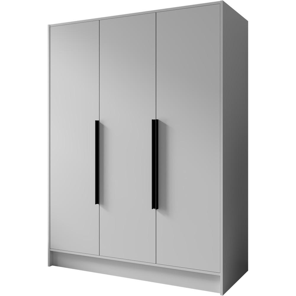 DREHTÜRENSCHRANK Pavia ohne Spiegel, Weiß mit mit schwarzen Griffen, 150 cm - Weiß, Holzwerkstoff (150/200/51cm) - Beautysofa