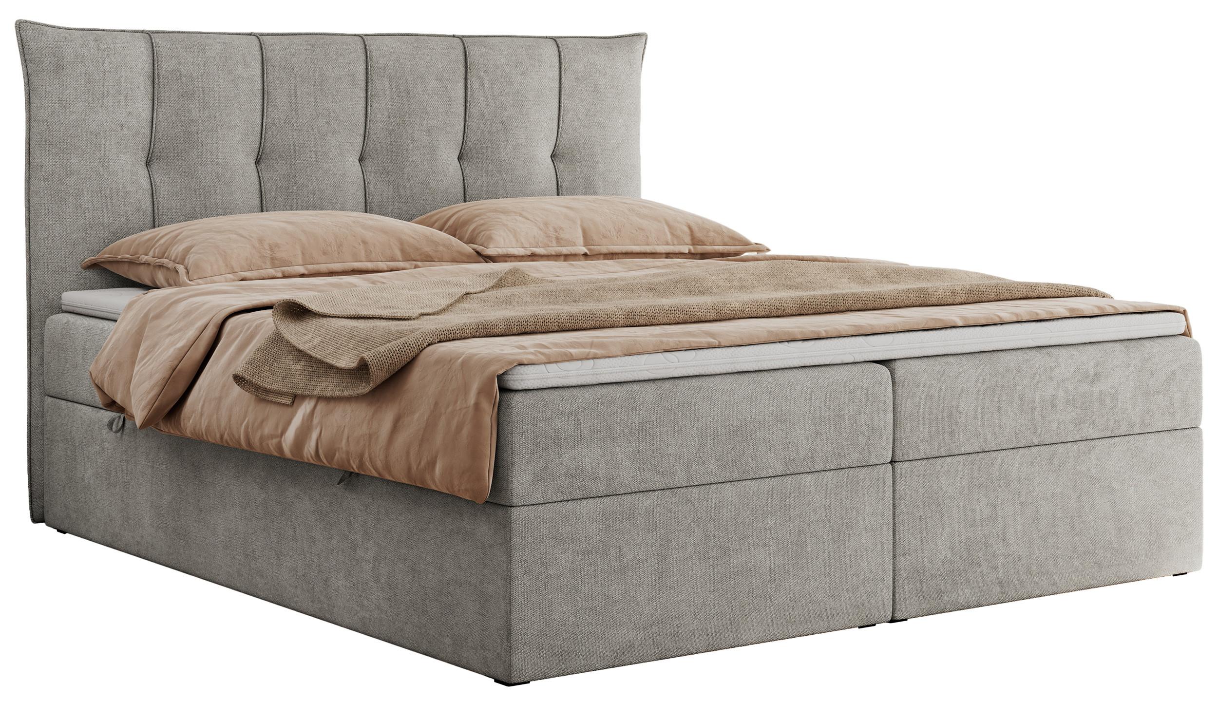 BOXBETT PREMIUM 10 140/200 Hellgrau Struktur - H4 - Hellgrau, Holz/Textil (140/200cm) - MKS