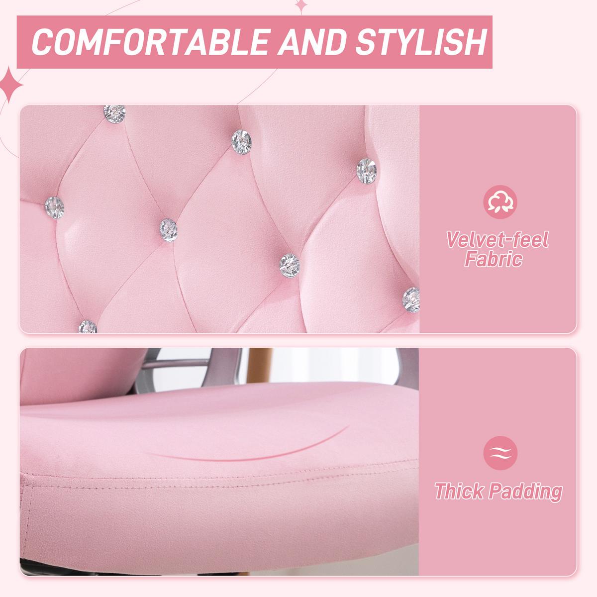 BÜROSTUHL Ergonomisch Schreibtischstuhl mit Wippfunktion für Home Office, Rosa - Rosa, Kunststoff (61/114/61cm) - Vinsetto