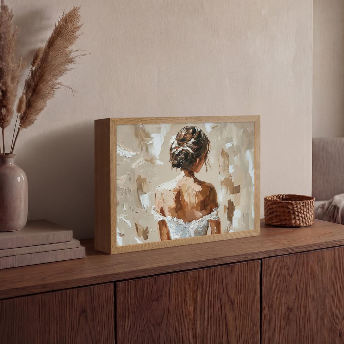 WANDLEUCHTE MIT AKKU Frau - Farbe - Abstrakt - Beige - Modern 40x30 cm - Hellbraun, Holzwerkstoff (40/30/8cm) - OnlyWow