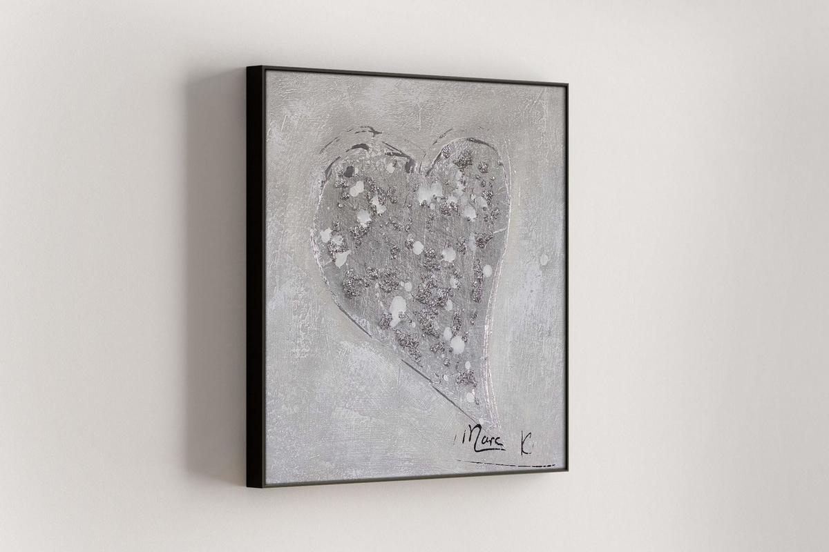 ACRYLBILD HANDGEMALT 30/30 cm - Silberfarben, Holz/Textil (30/30cm) - KUNSTLOFT