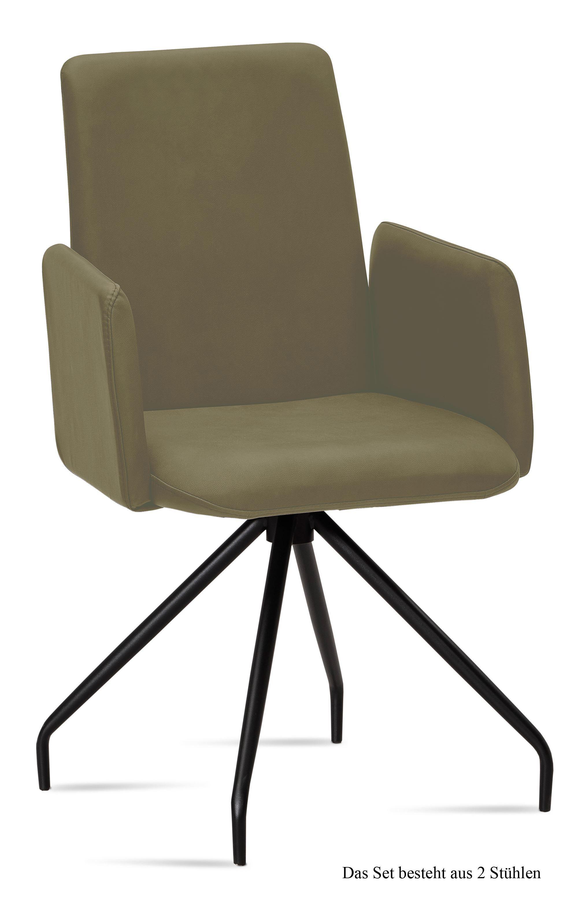 ARMLEHNSTUHL (2er-Set) Detana 52x92x60 Schwarz/Olivgrün - Schwarz/Olivgrün, Kunststoff (60/92/52cm) - 58aufmkessel