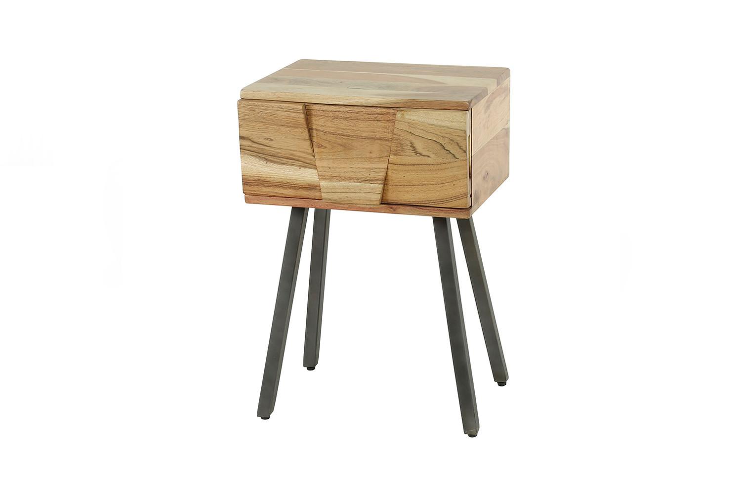 NACHTTISCH ANYL Holz Akazie - Zwetschgeholzfarben, Holz (40/60/30cm) - KAWOLA