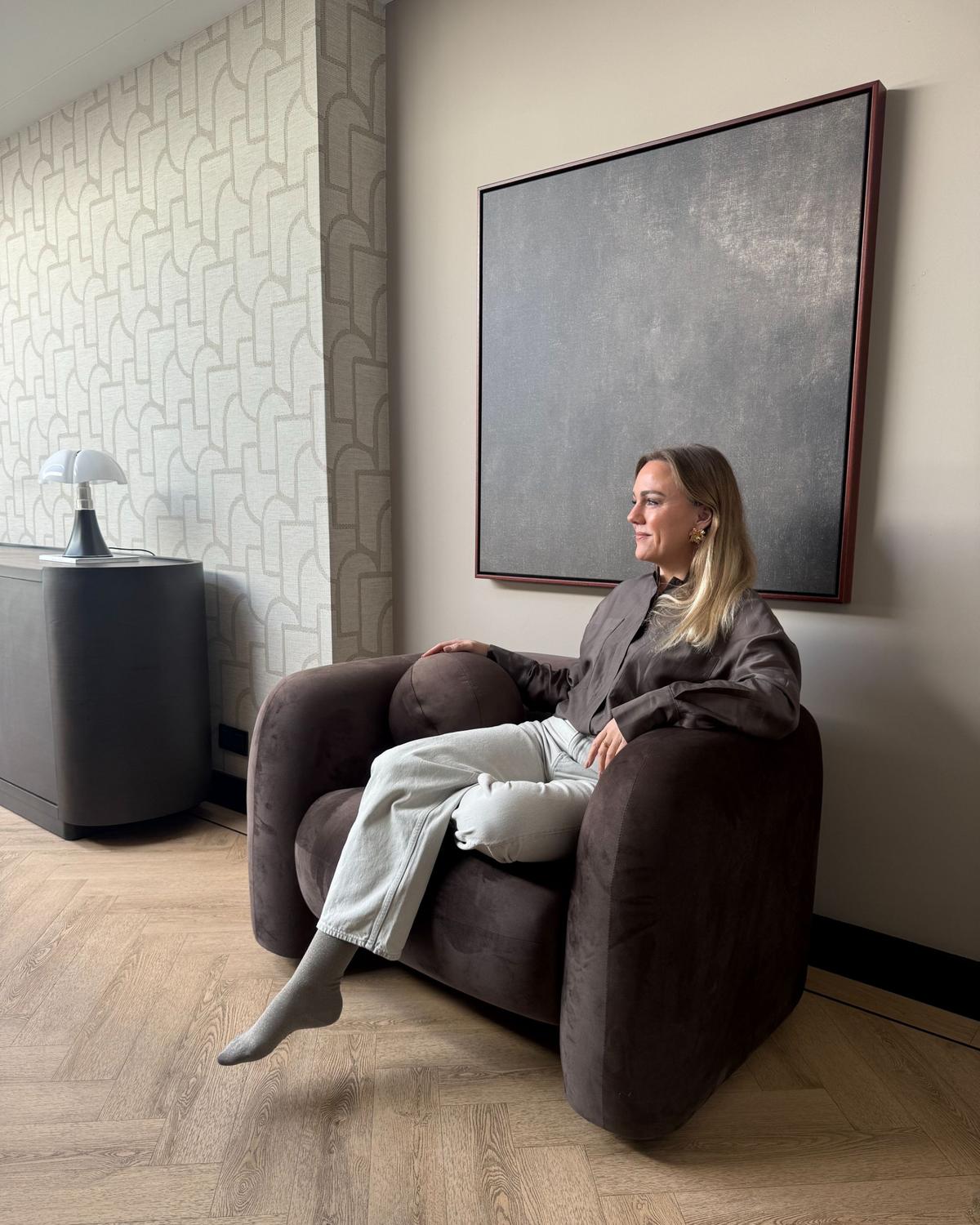 SESSEL Dunkelbraun Leiren - Dunkelbraun, Textil (113/68/87cm) - Beliani