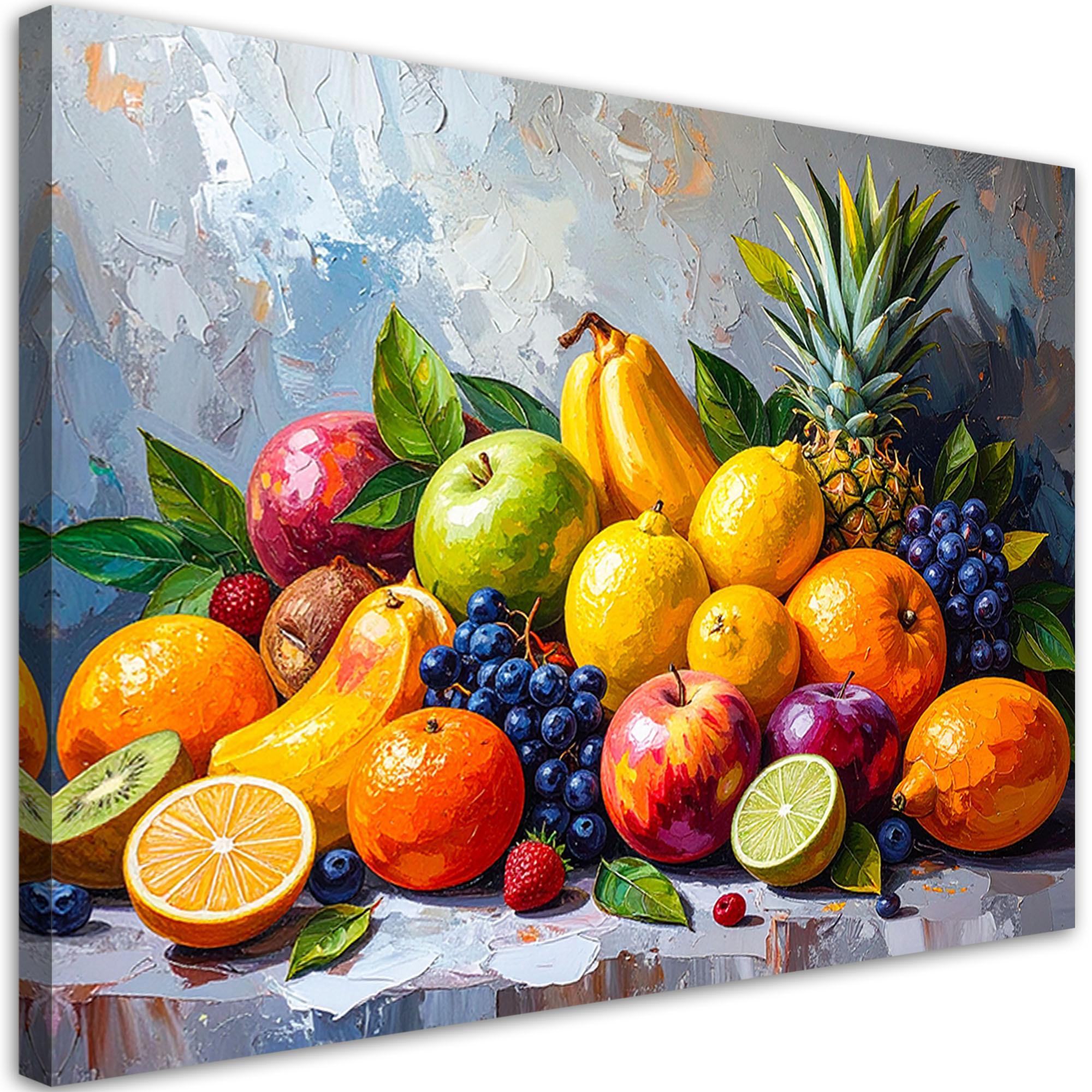 LEINWANDBILD Exotische Früchte Stillleben 90x60cm - Multicolor, Textil (90/60cm) - Feeby
