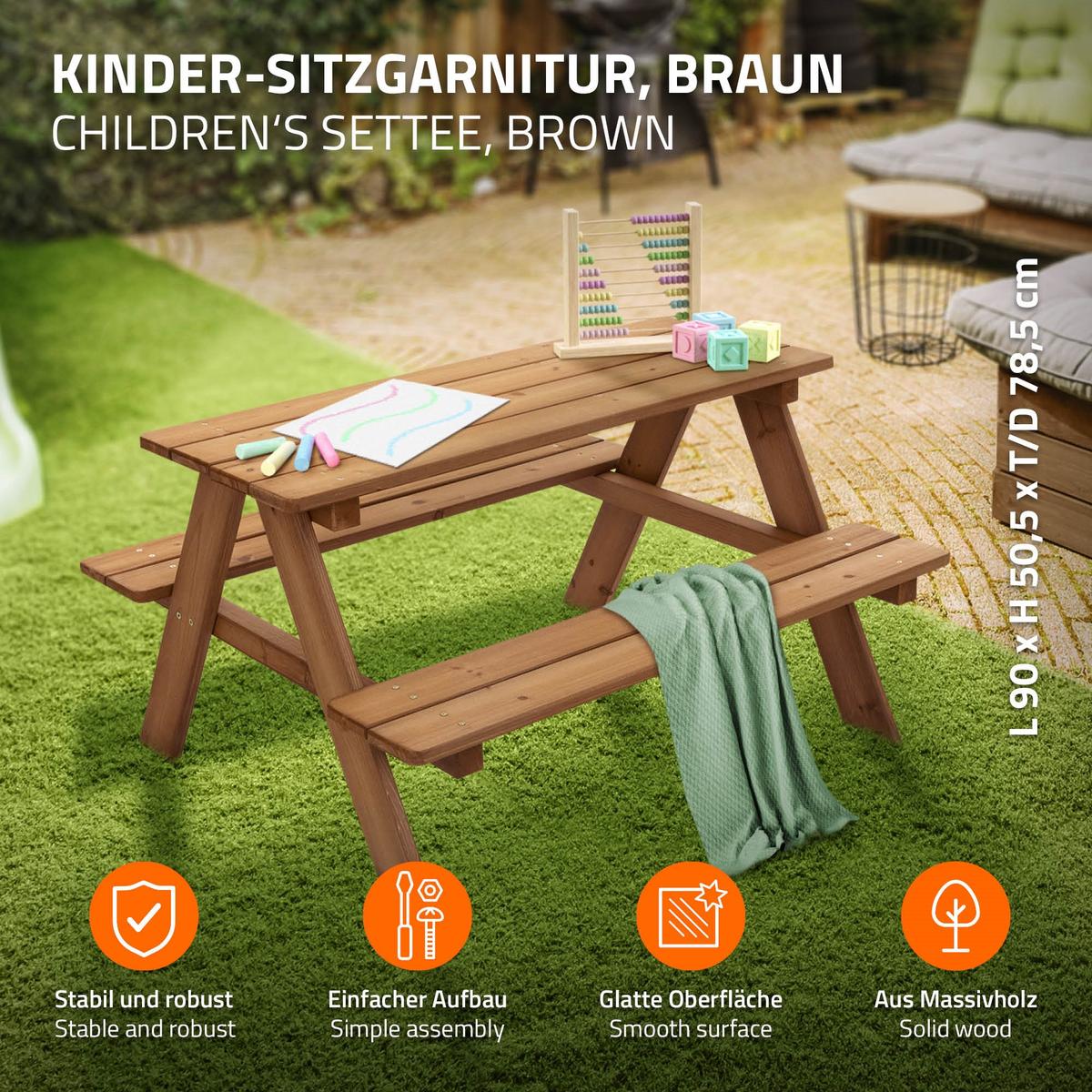KINDERSITZGARNITUR Braun aus Massivholz - Braun, Holz - ML-DESIGN