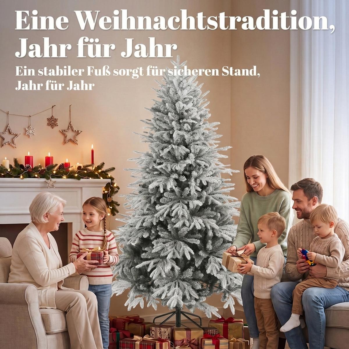 KÜNSTLICHER-WEIHNACHTSBAUM PE Metall Grün Weiß - Grün, Kunststoff (180cm) - HOMCOM