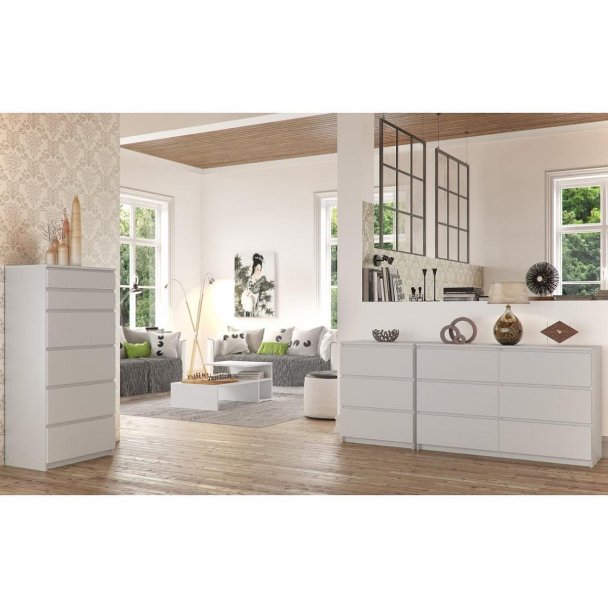 KOMMODE Weiß 130/60/40 - Weiß, Holzwerkstoff (60/130/40cm) - RAUMHIRSCH FURNITURE
