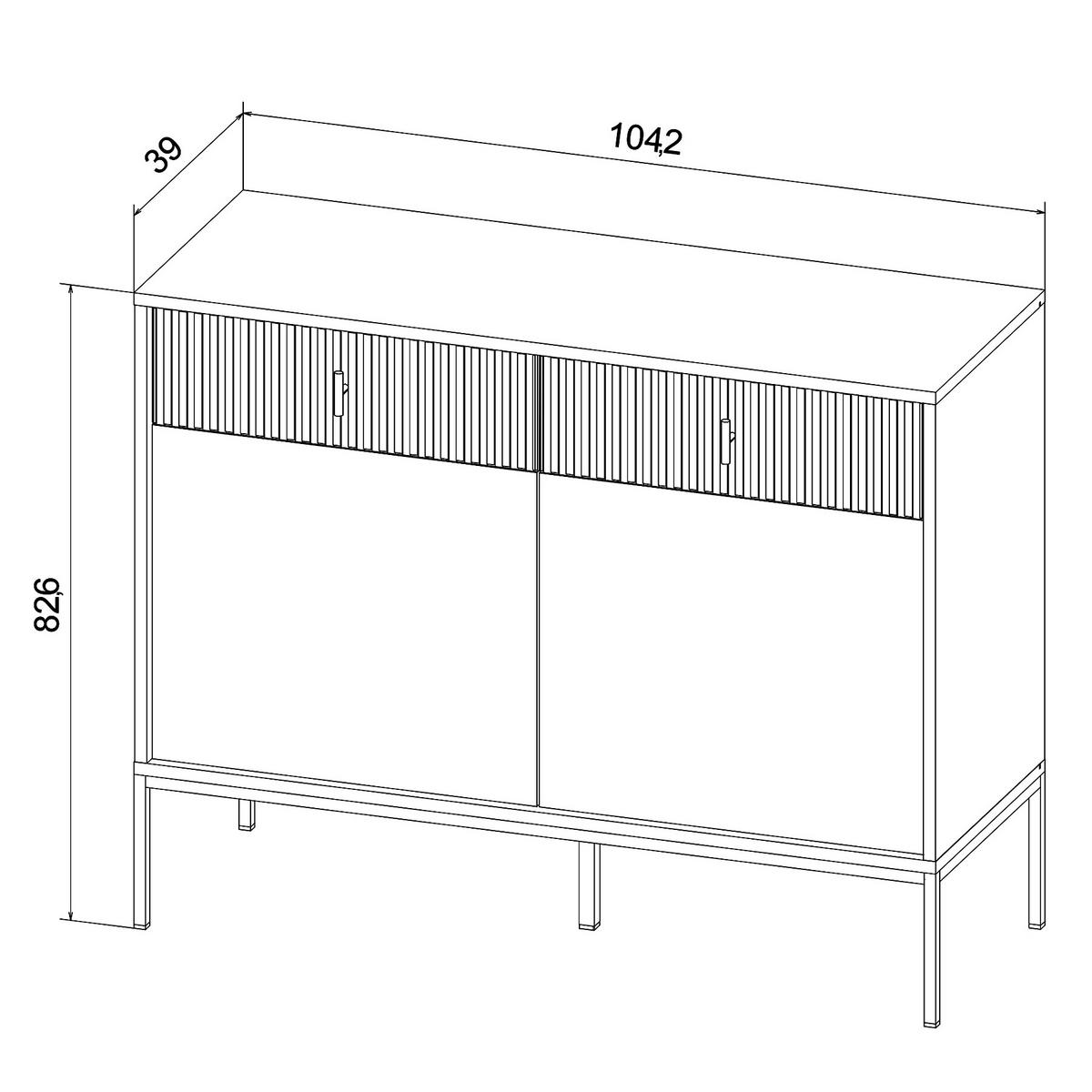 KOMMODE Marvello mit 2 Türen und 2 Schubladen, Kaschmir+Schwarz - Kaschmir/Schwarz, Holzwerkstoff/Metall (104/83/39cm) - Beautysofa
