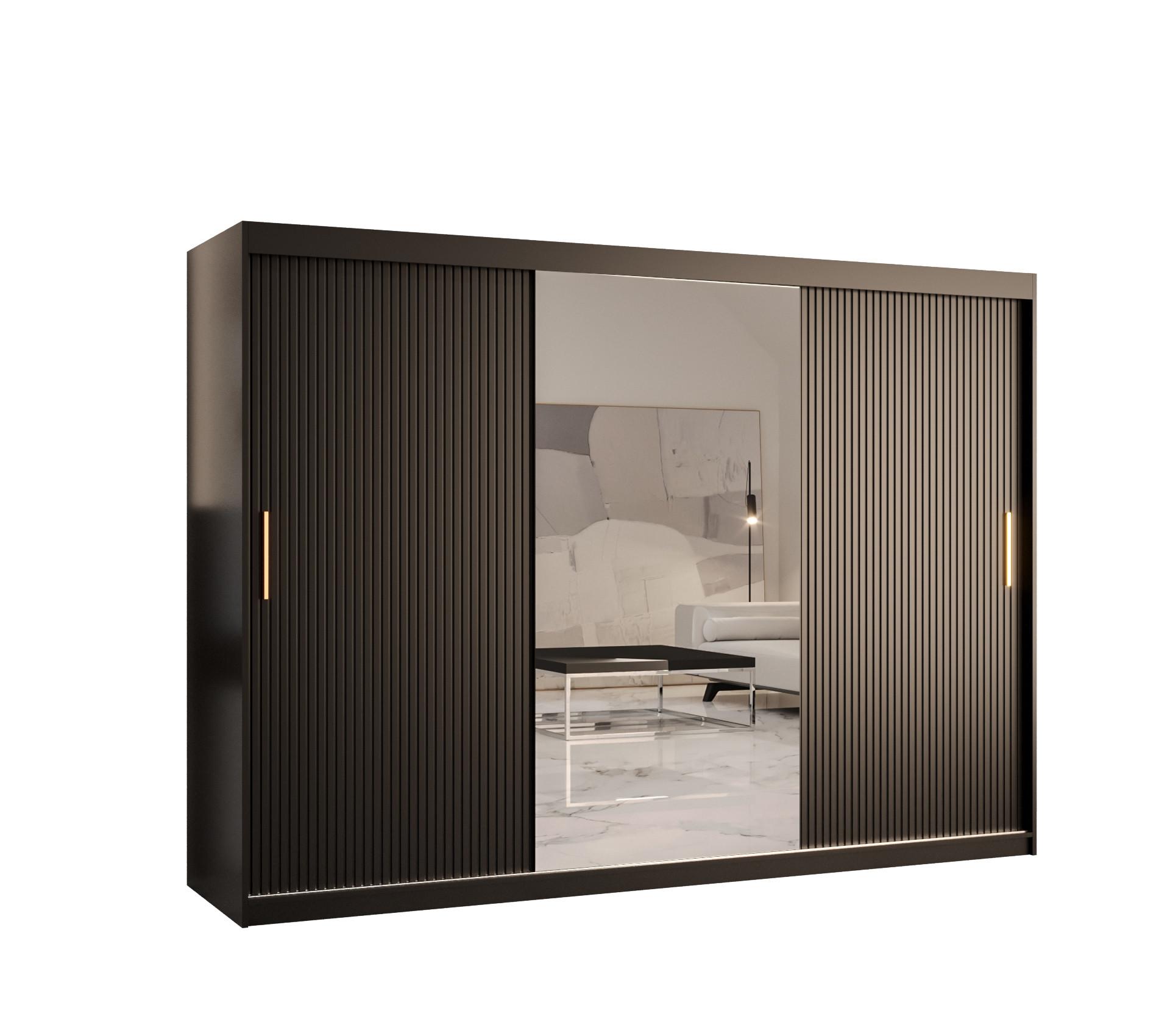 SCHWEBETÜRENSCHRANK 200/250/62 3-türig - Goldfarben/Schwarz, Holz/Kunststoff (250/200/62cm) - MÖBEL KRYSPOL