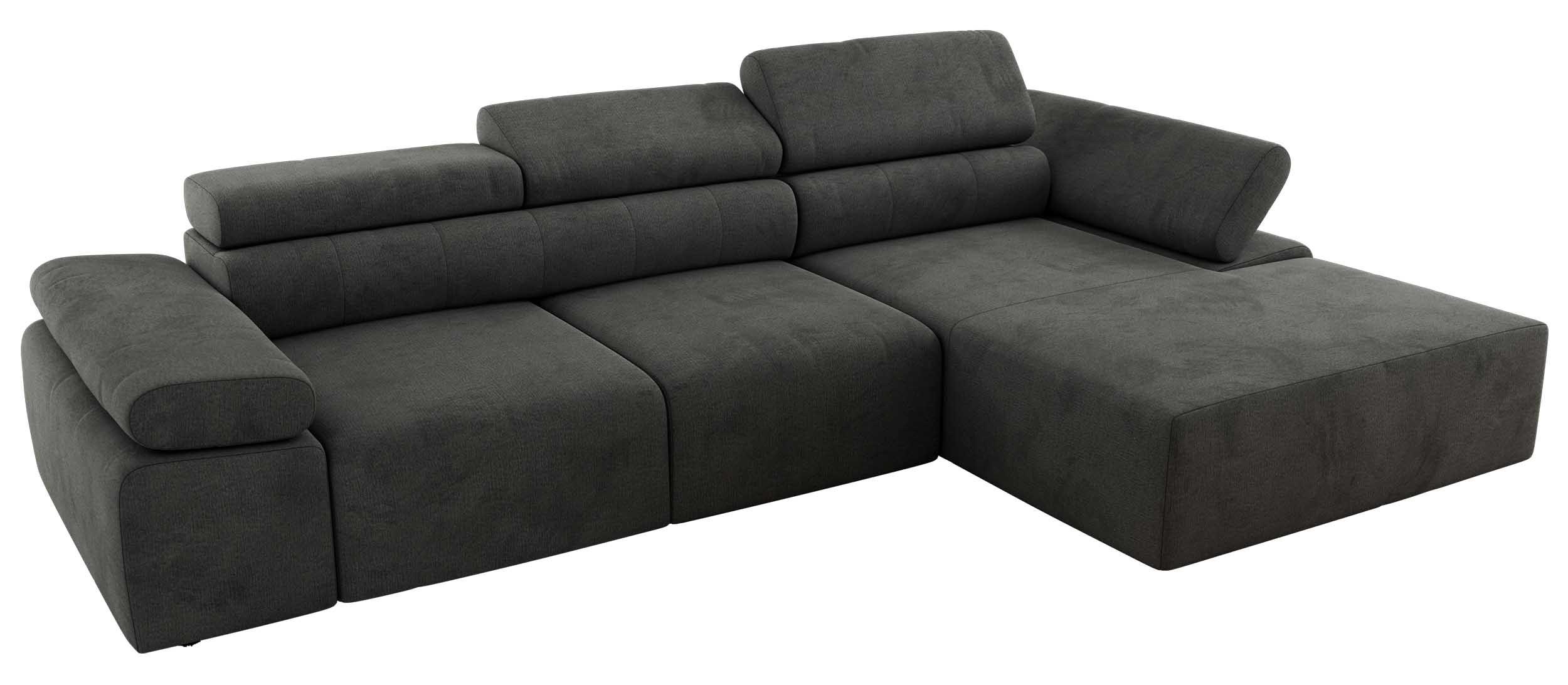 ECKSOFA RILASSO L Dunkelgrau Velvet - rechts - Dunkelgrau/Schwarz, Kunststoff/Textil (174/296cm) - MKS