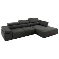 ECKSOFA RILASSO L Dunkelgrau Velvet - rechts - Dunkelgrau/Schwarz, Kunststoff/Textil (174/296cm) - MKS