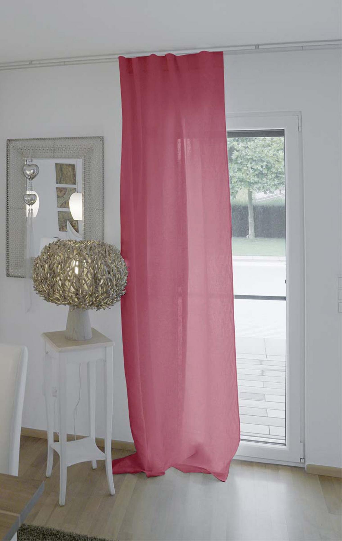 SCHLAUFENVORHANG reines Leinen mit verdeckten Schlaufen rose-de provence 135/245 cm - Altrosa, Naturmaterialien (135/255cm) - beties Heimtextil