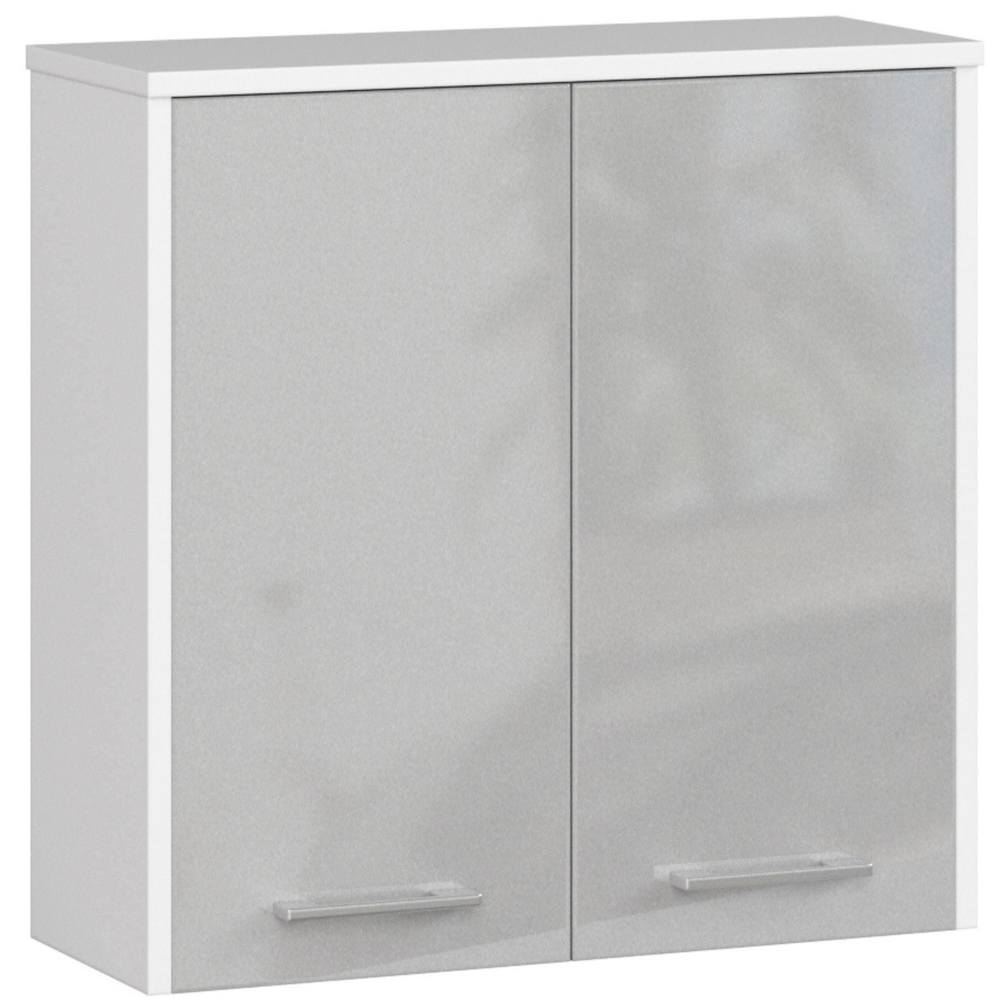 BADKOMMODE Weiß, Metallisch Glanz 60/60/22,5 - Weiß/Grau, Holzwerkstoff (60/60/23cm) - RAUMHIRSCH FURNITURE
