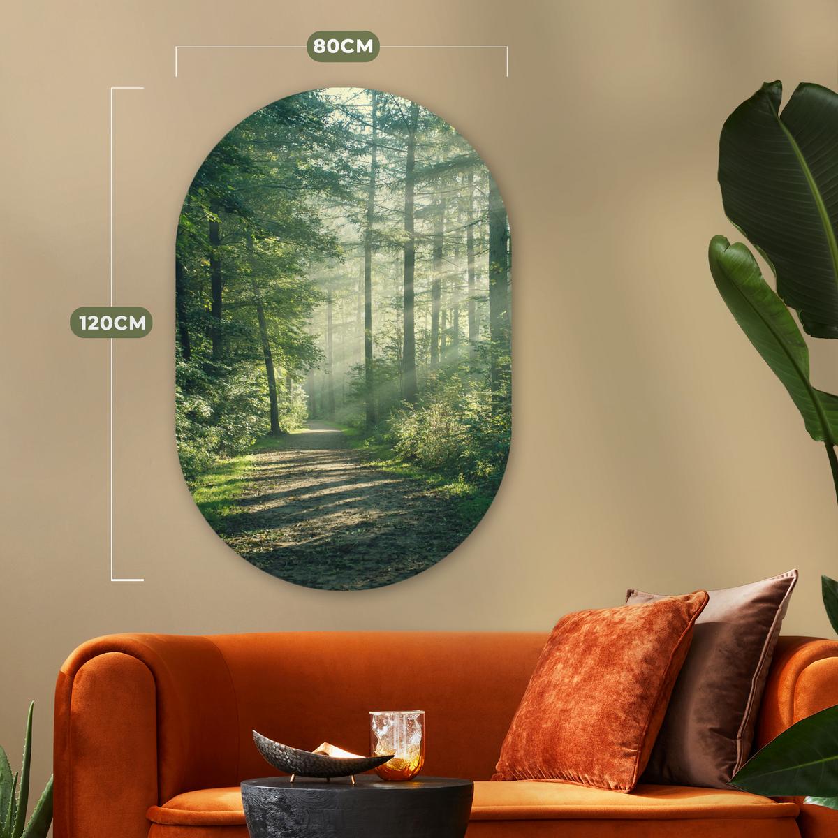 WANDBILD Wald - Weg - Sonne - Bäume - Grün - Natur Deko Groß 80x120 cm - Waldgrün, Kunststoff (80/120cm) - MuchoWow