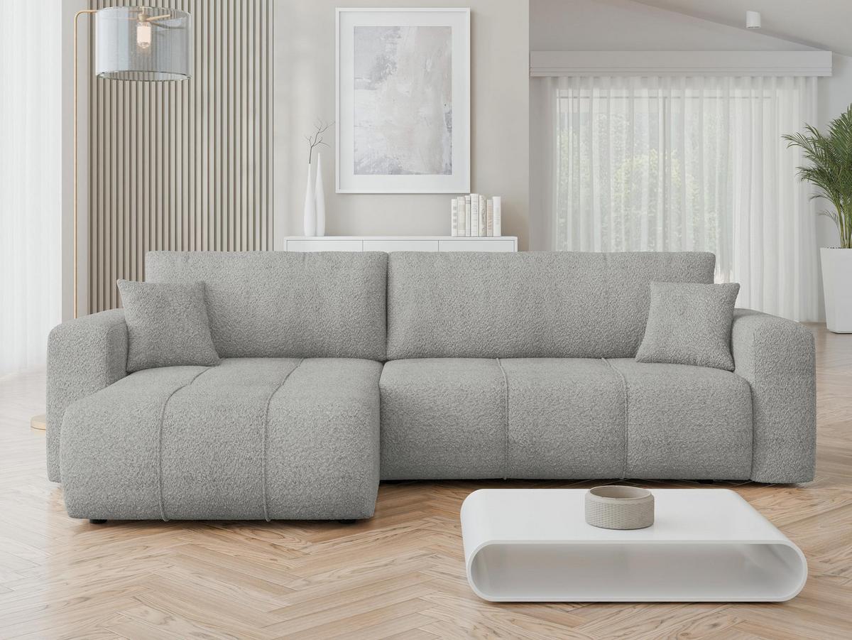 ECKSOFA Furyn Maxi Boucle - Schwarz/Grau, Holzwerkstoff/Kunststoff (274/145cm) - MIRJAN24