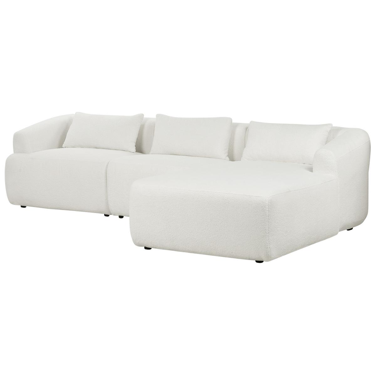 3-SITZER-ECKSOFA aus Bouclé weiß rechtsseitig Svansele - Weiß, Textil (278/174cm) - Beliani