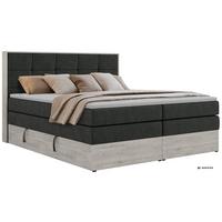 BOXSPRINGBETT ALNOR KING 200/200 - Dunkelgrau Stukture - Topper Visco - H4 - Dunkelgrau/Schwarz, Kunststoff/Textil (200/200cm) - MKS