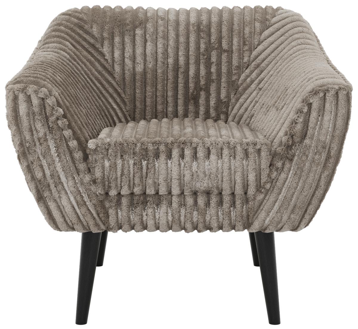 SESSEL PIRS - Hellbraun Cord - Schwarze Beine - Hellbraun/Schwarz, Holzwerkstoff/Textil (80/75/74cm) - MKS