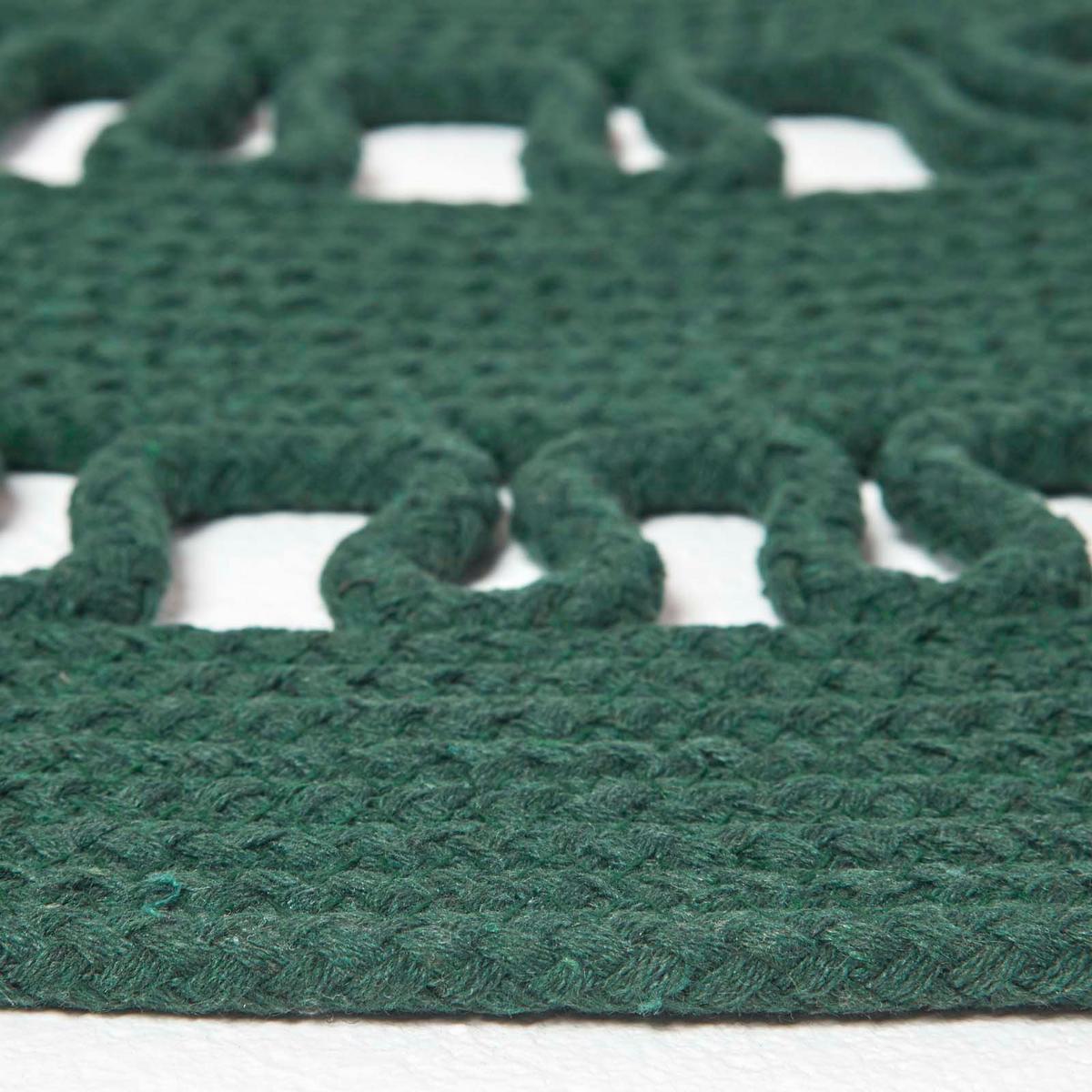 TEPPICH geflochten rund mit Häkel-Muster 70 cm - Dunkelgrün, Textil (70/70cm) - Homescapes