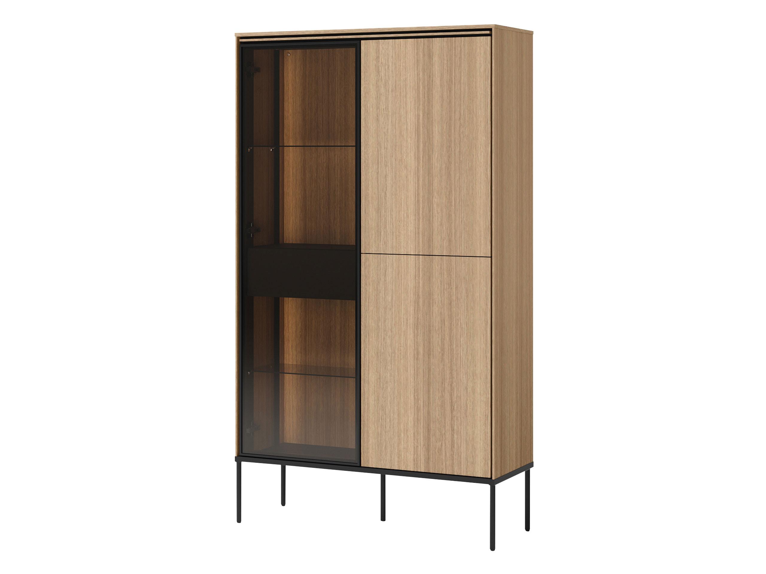 VITRINE 2D1W Visso VI-01 - Eichefarben/Schwarz, Holzwerkstoff/Metall (91/158/34cm) - MIRJAN24