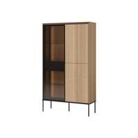 VITRINE 2D1W Visso VI-01 - Eichefarben/Schwarz, Holzwerkstoff/Metall (91/158/34cm) - MIRJAN24