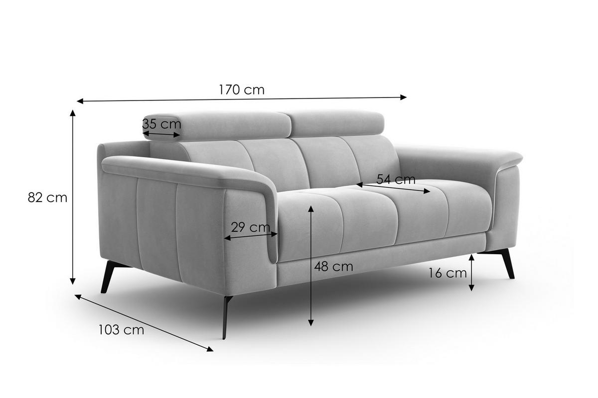 SOFA FIERO 2-Sitzer, Gelber Veloursstoff - Gelb/Schwarz, Holz/Textil (170/82/103cm) - Courtois Laville