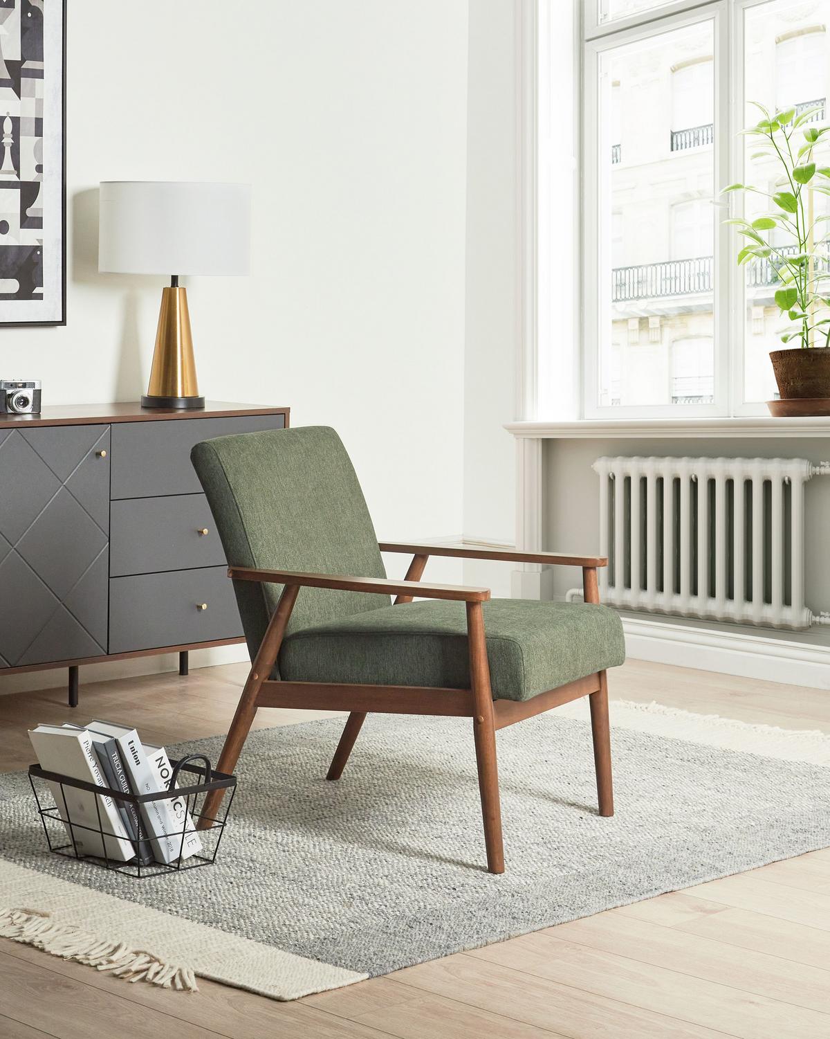 SESSEL Dunkelbraun/Grün Esrum - Braun/Grün, Textil (62/79/80cm) - Beliani