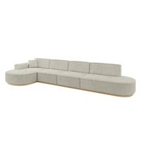 ECKSOFA Ottomane Links MARI-L3-v2 - 413x171x83 cm Creme Cord - Hellgrau/Creme, Holzwerkstoff/Textil (413/171cm) - ALTDECOR