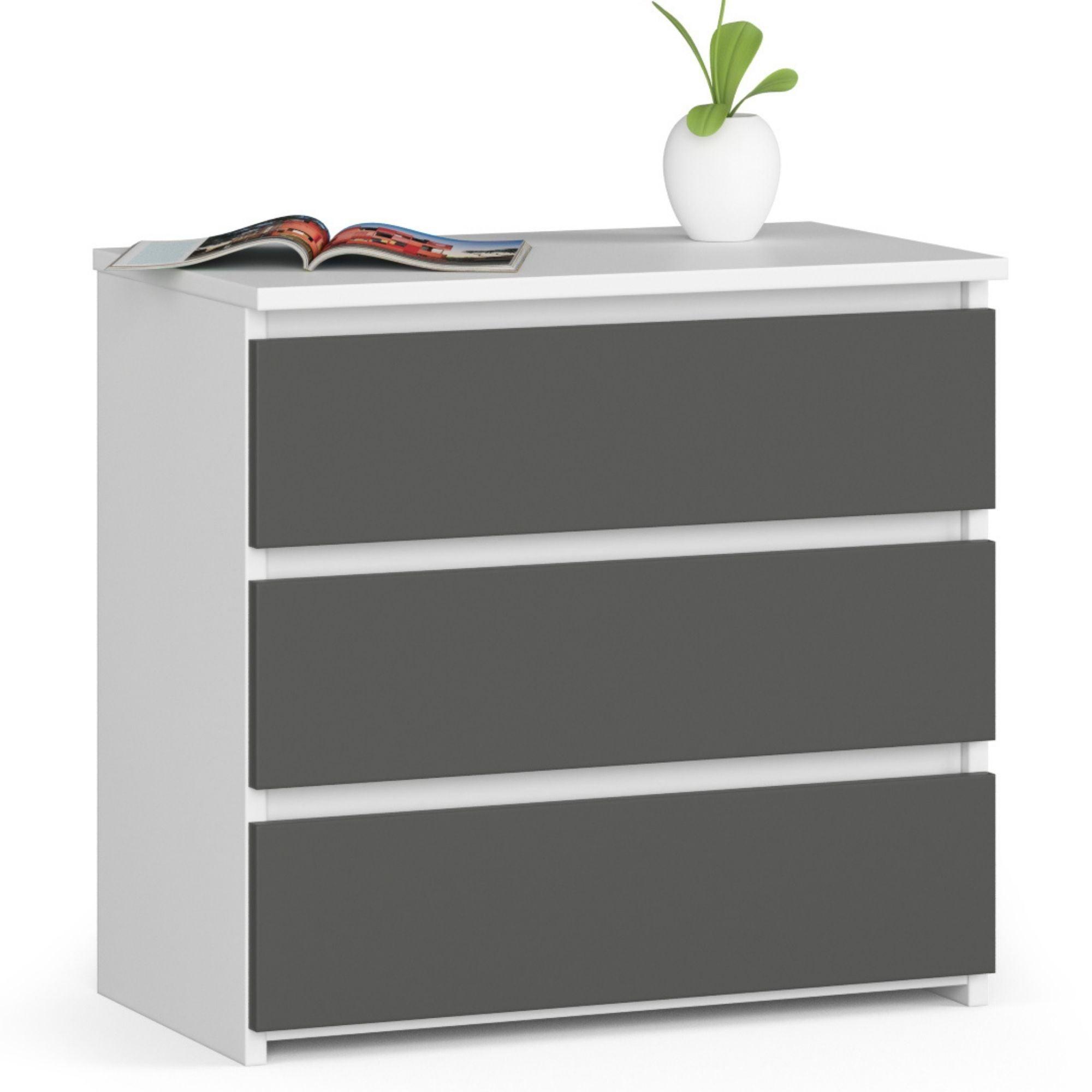 KOMMODE Weiß, Graphit Grau 57/60/35 - Weiß, Holzwerkstoff (60/57/35cm) - RAUMHIRSCH FURNITURE