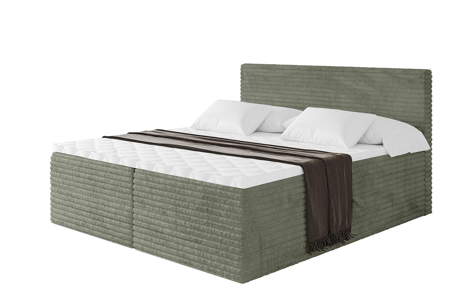 BOXBETT mit Matratze H3 und Lattenrost - TOLO-v1 - 120x200 Cord - Olive - Olivgrün, Holzwerkstoff (120/200cm)