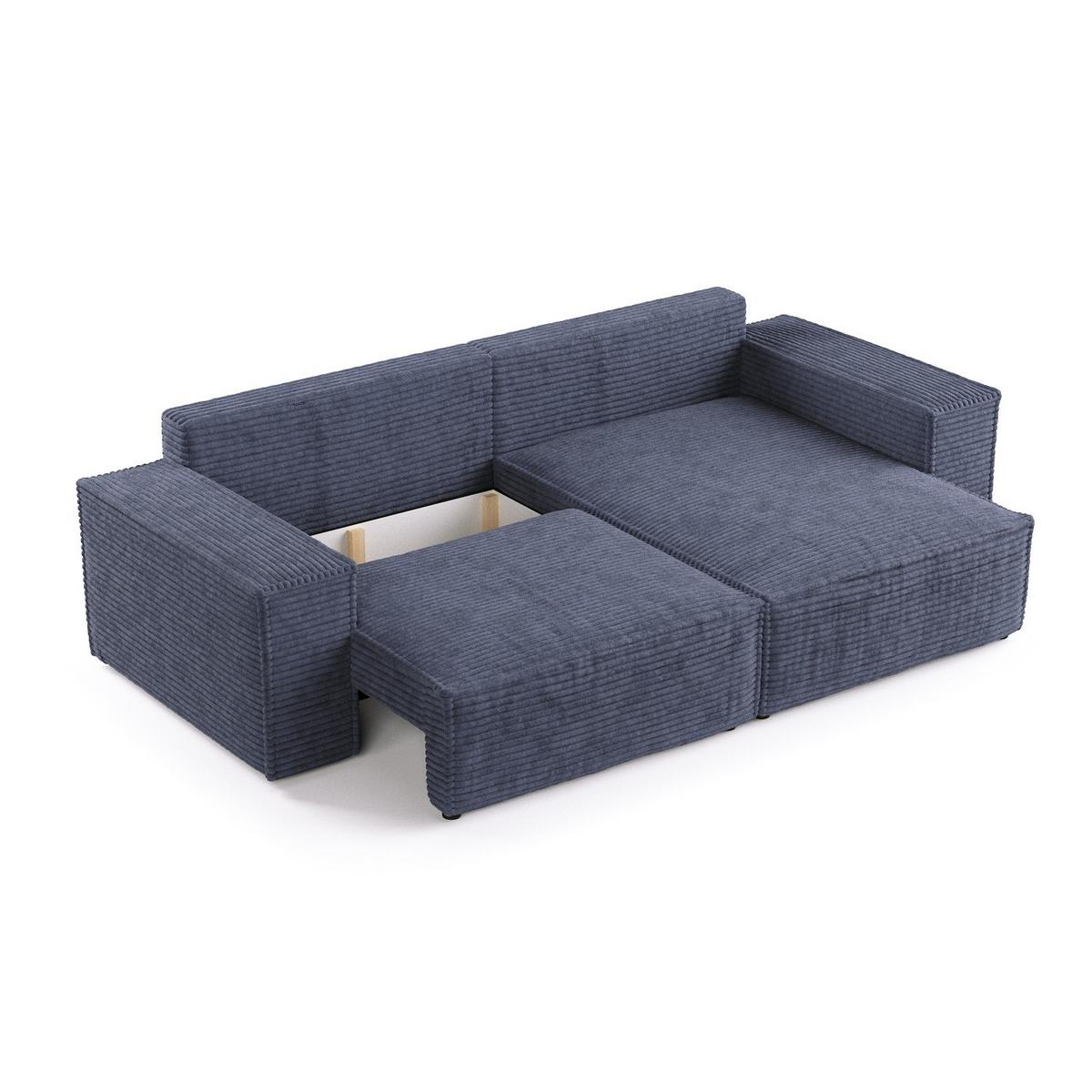 ECKSOFA SENSO mit Schlaffunktion Marineblau im Tilia Stoff - Schwarz/Dunkelblau, Holz/Holzwerkstoff (255/148cm) - AltaBeds