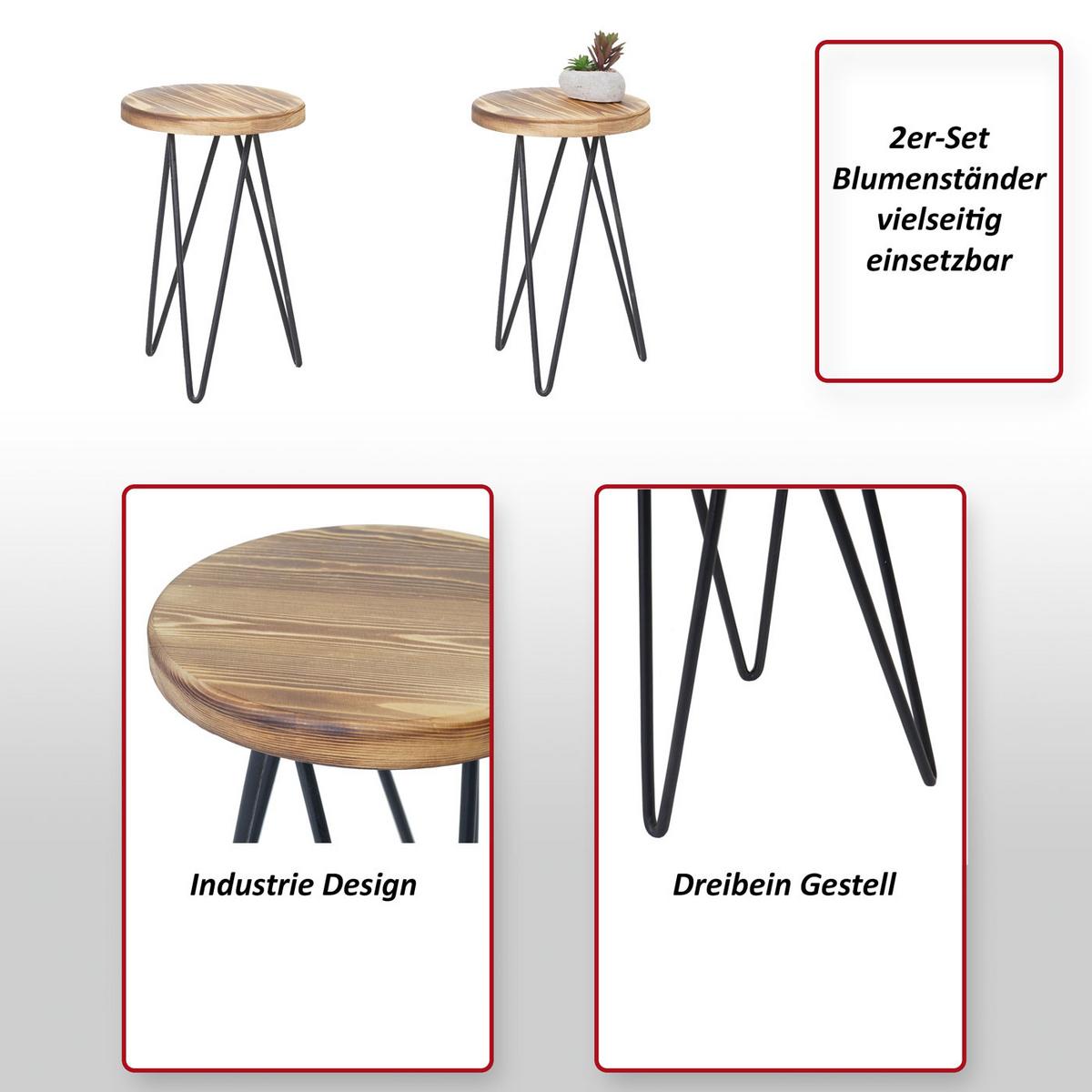 BEISTELLTISCH rund Dunkelbraun, Schwarz 2er-Set - Dunkelbraun/Schwarz, Holz (25/25/40cm) - MCW