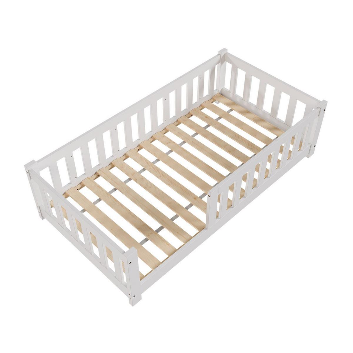KINDERBETT Naya weiß mit Matratze 80x160 cm - Weiß, Holz (80/160cm) - Juskys