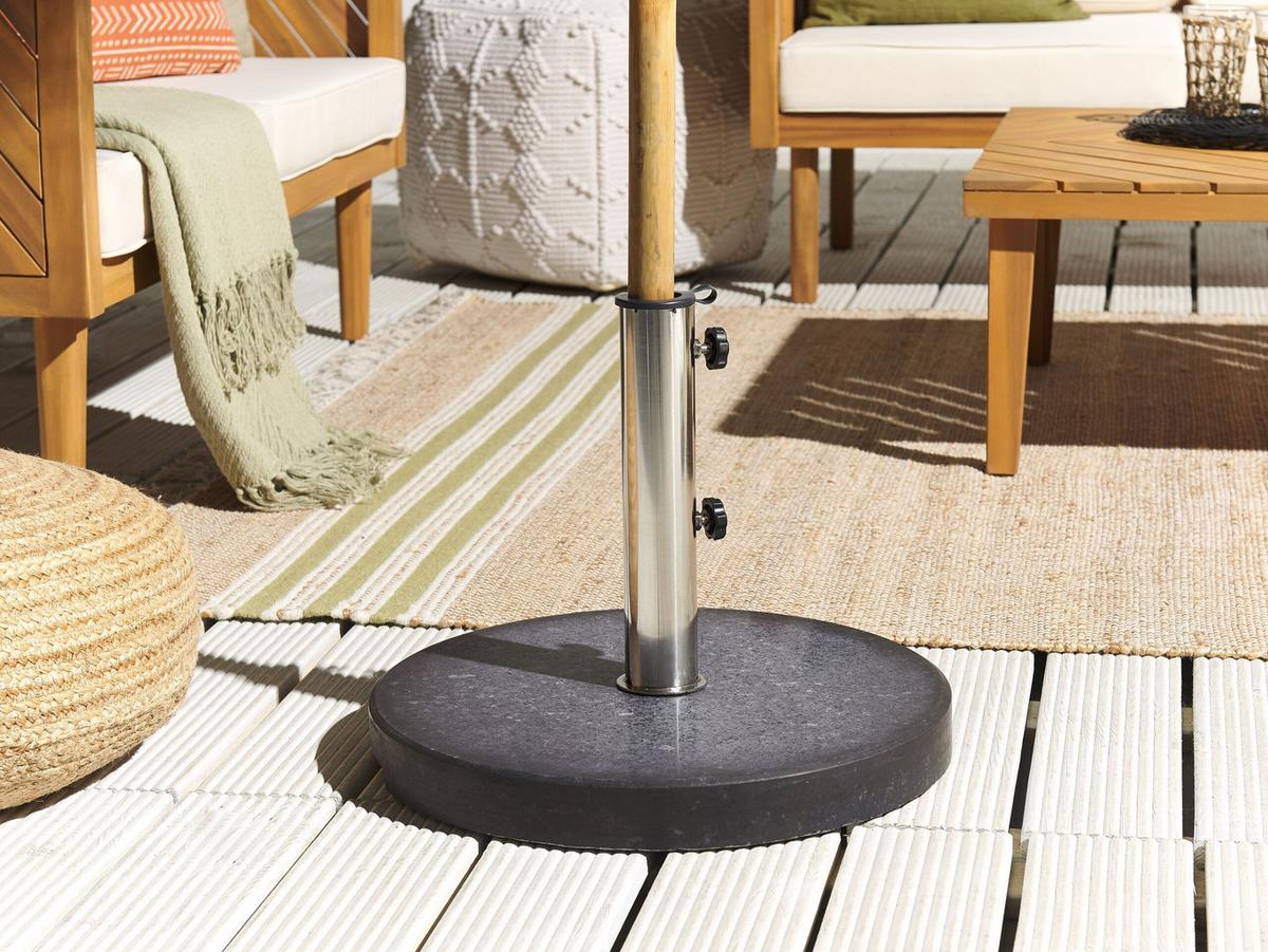 SONNENSCHIRMSTÄNDER Granit/Edelstahl schwarz 45 cm Ceggia - Silberfarben/Schwarz, Stein (45/45cm) - Beliani