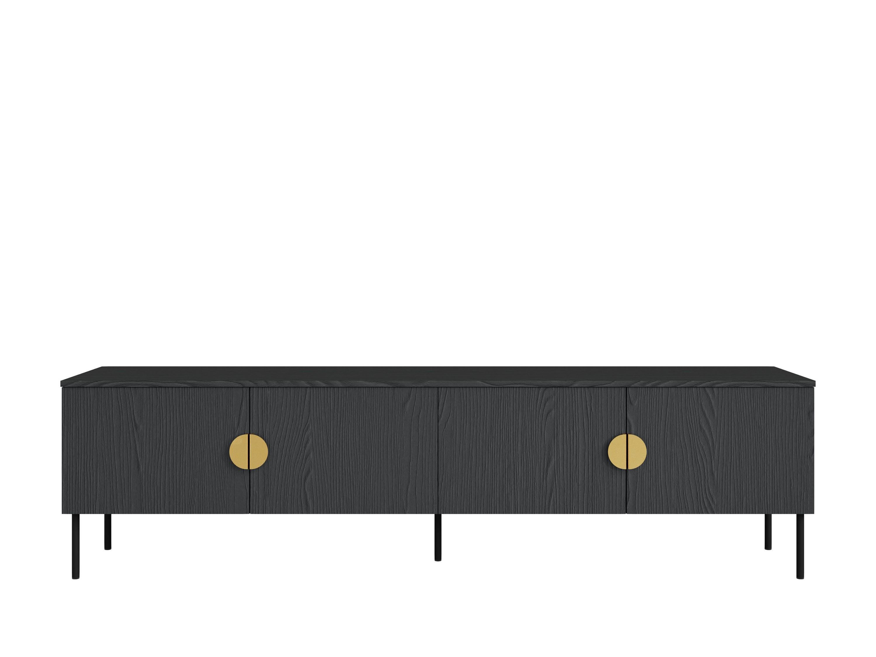 LOWBOARD AXIS 200/53,6/40 cm, Schwarz - Schwarz, Holzwerkstoff (200/53.6/40cm) - MASSENO