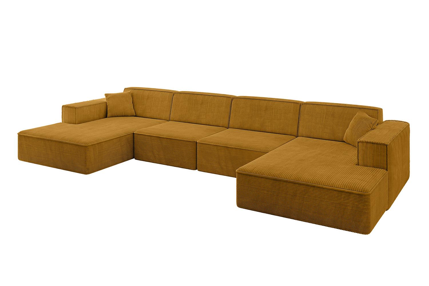WOHNLANDSCHAFT IREA-U2-v4 - 386x165x77 cm Senfgelb - Grün, Holzwerkstoff/Textil (386/77/165cm) - ALTDECOR