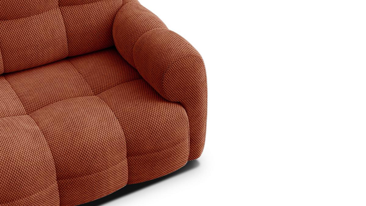 SOFA MELLOW 2,5-Sitzer, dunkelorange - Dunkelorange/Schwarz, Holz/Textil (183/87/98cm) - Wozimo