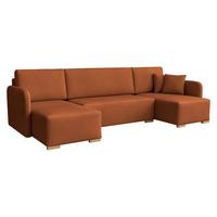 WOHNLANDSCHAFT Como U - Orange/Naturfarben, Holz/Textil (292/85/140cm) - MIRJAN24