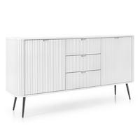 SIDEBOARD Salvia 2T 3S Weiß, Schwarz 168/87/39 cm – mit geriffelten Fronten und hohen Beinen - Schwarz/Weiß, Holzwerkstoff/Metall (168/87/39cm) - AX Living