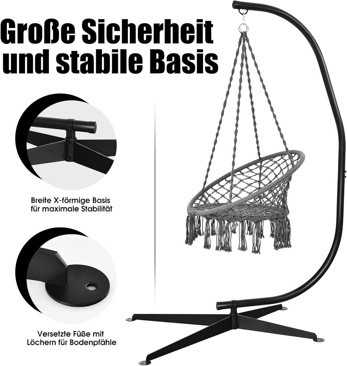 HÄNGEMATTENGESTELL Schwarz - Schwarz, Metall (84/111/207cm) - COSTWAY